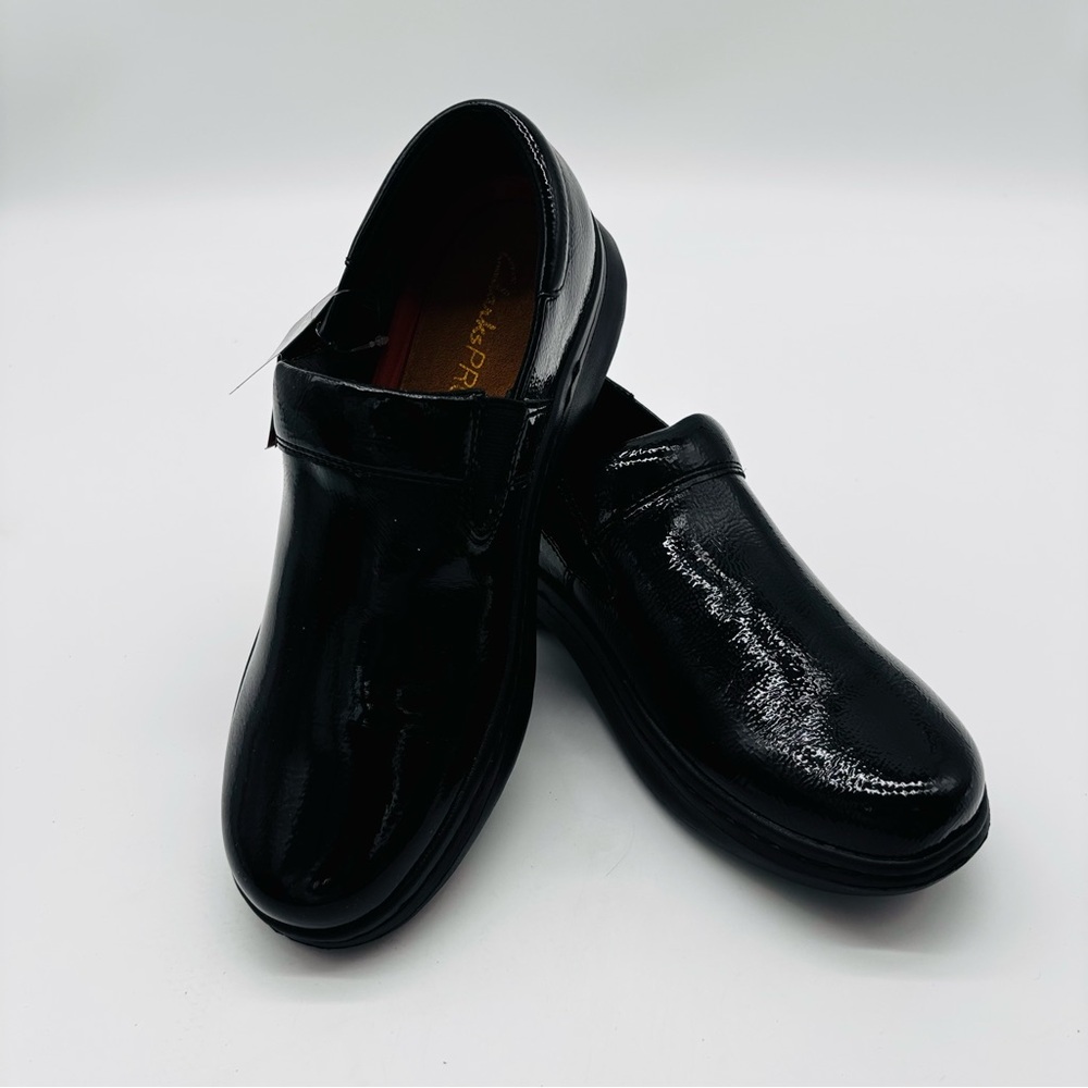 Clarks PRO Gem Black Patent Comfort Clog New without Box